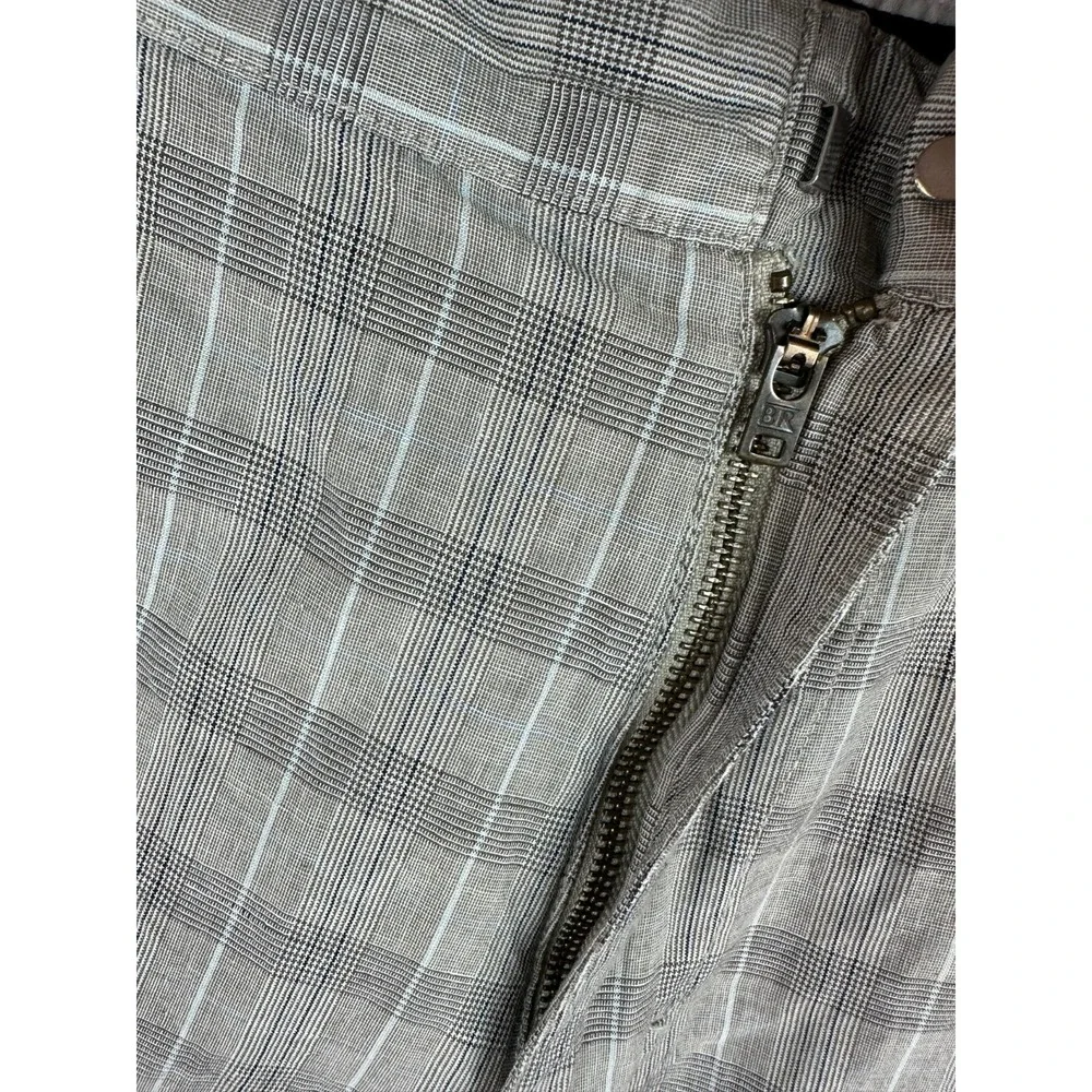 Banana Republic Linen Blend Gray Casual Chino Shorts Size 36 Plaid Men Golf